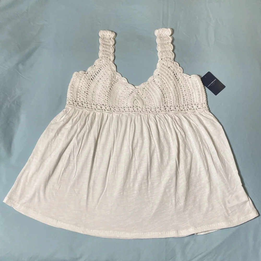 NWT Lucky Brand Crochet Baby Doll Tank Top - Picture 3 of 16